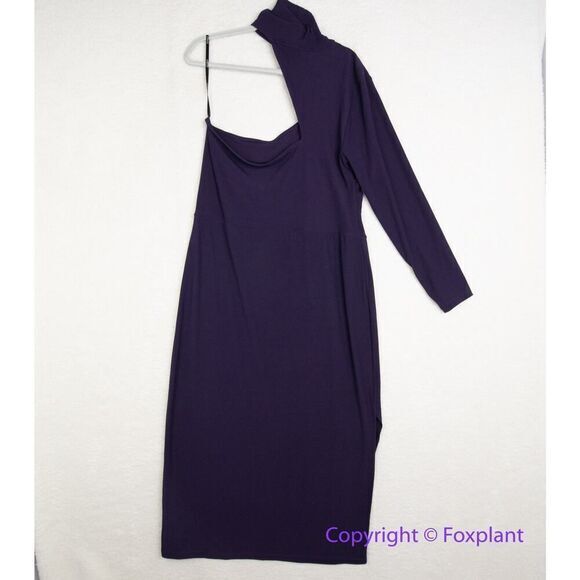 Eloquii Asymmetric Fitted Midi Sweater Dress in purple, size 18/20‎ - Picture 12 of 16
